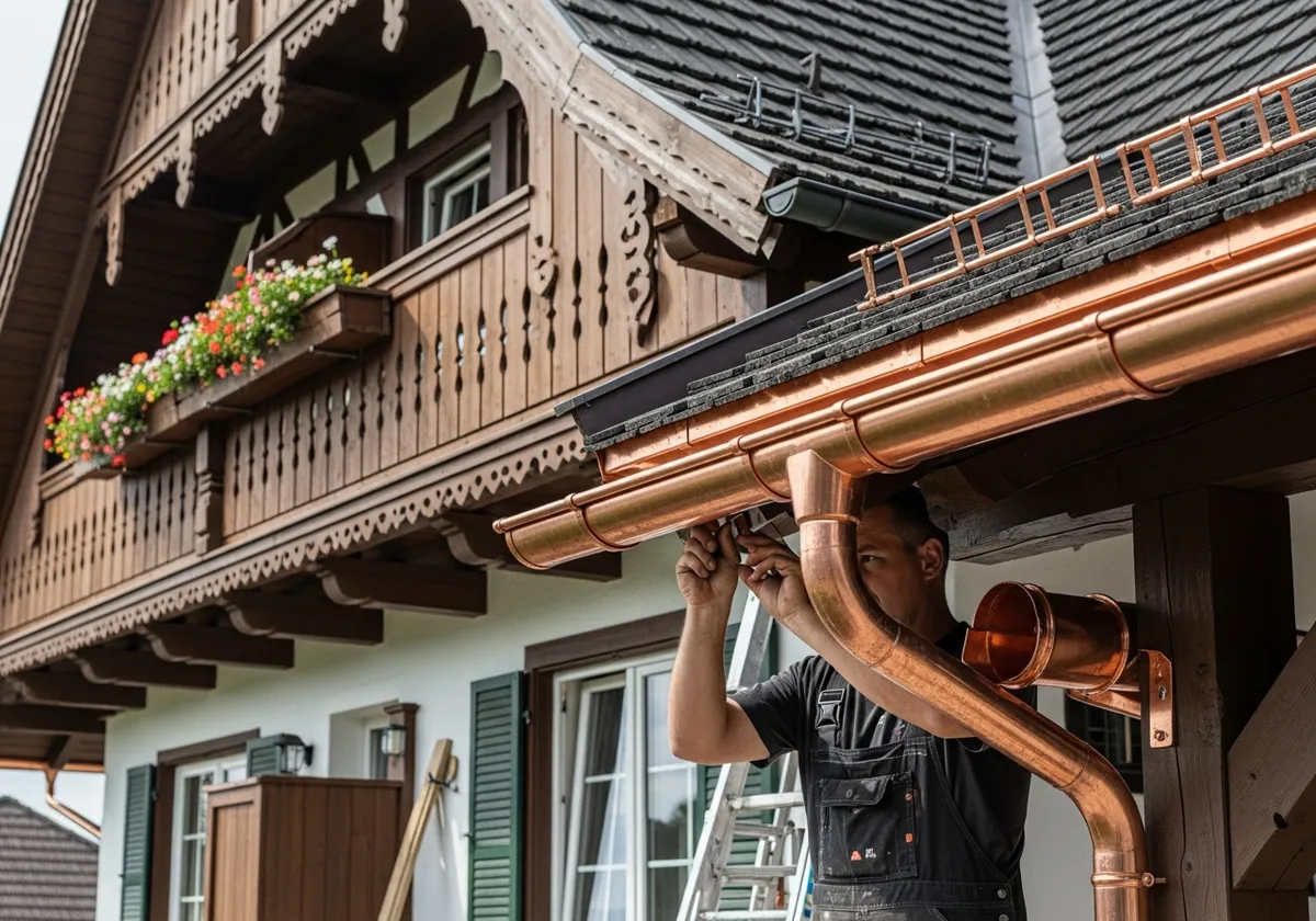 Spengler München Kupfer Dachrinne montieren – Meisterbetrieb Blecharbeiten Zink Aluminium Regenrinne Fallrohr Bayern